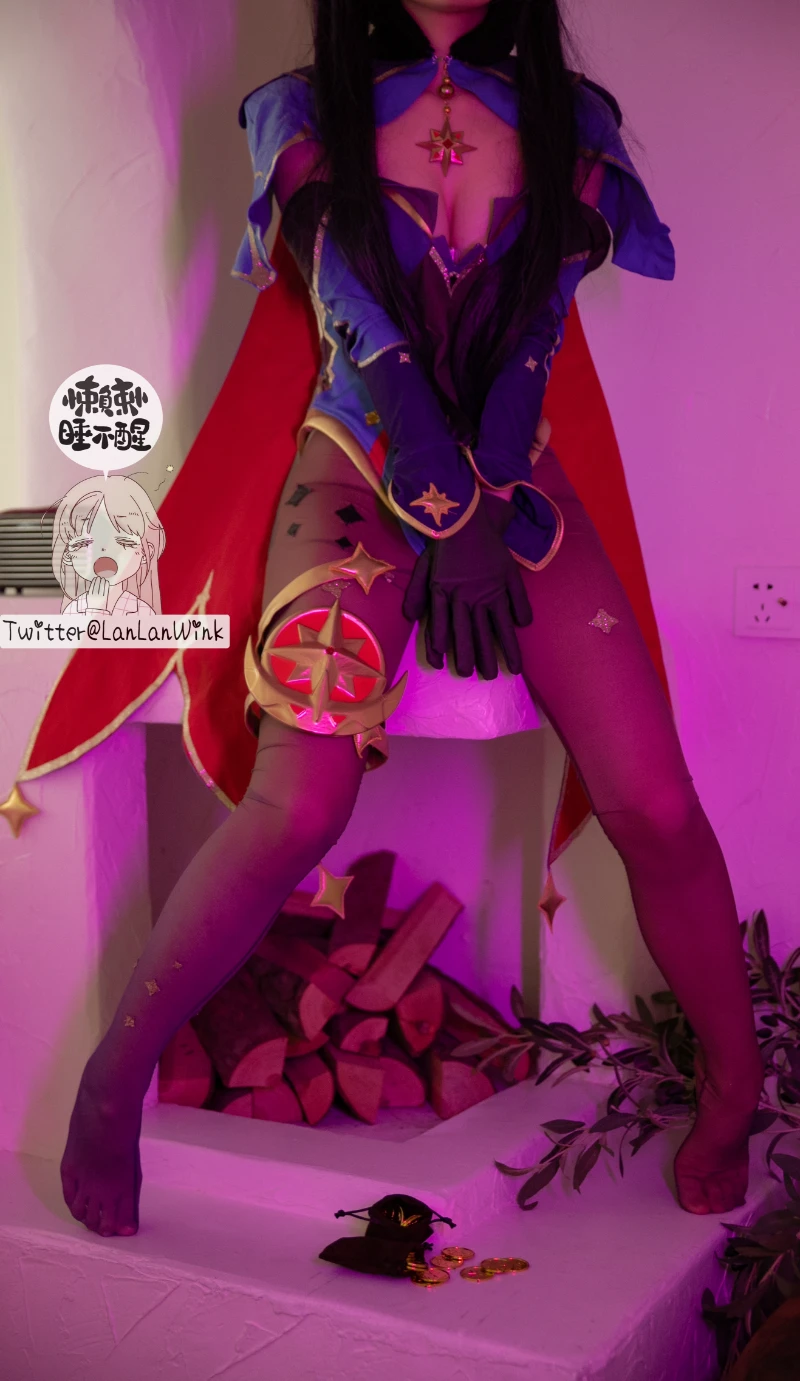 懒懒睡不醒 LanLanWink cosplay Mona Genshin Impact 21 1-lusbabe-net