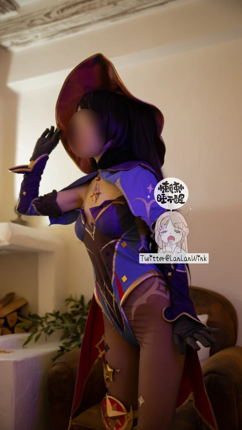 懒懒睡不醒 LanLanWink cosplay Mona Genshin Impact 5 2-lusbabe-net