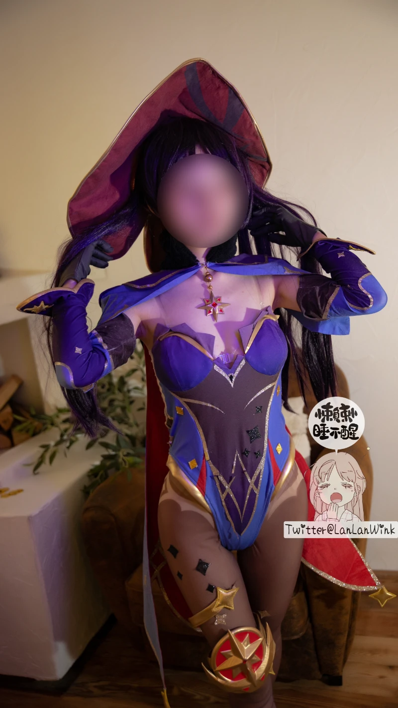 懒懒睡不醒 LanLanWink cosplay Mona Genshin Impact 7 2-lusbabe-net