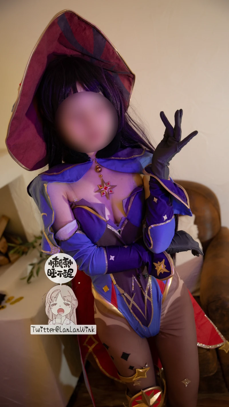 懒懒睡不醒 LanLanWink cosplay Mona Genshin Impact 8 2-lusbabe-net